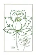 lotus and 4 clover leaf tattoo design idea