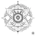 Chakra-inspired mandala incorporating elements of lord Shiva, surrounded by cosmic energy tattoo design idea