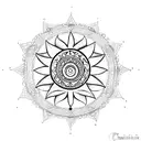 Chakra-inspired mandala incorporating elements of lord Shiva, surrounded by cosmic energy tattoo design idea