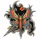 sword dragon butterfly tattoo design idea