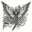 sword dragon butterfly tattoo design idea