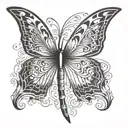 sword butterfly wings tattoo design idea