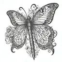 sword butterfly wings tattoo design idea