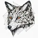 A fox drawn in an abstract style, using flowing lines and geometric patterns. This design can include tattoo design idea