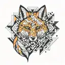 A fox drawn in an abstract style, using flowing lines and geometric patterns. This design can include tattoo design idea