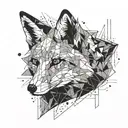 A fox drawn in an abstract style, using flowing lines and geometric patterns. This design can include tattoo design idea