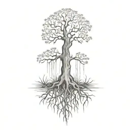 a tree with roots tattoo design idea