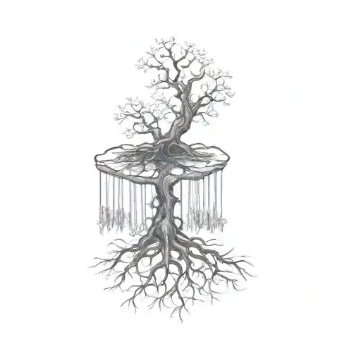 a tree with roots tattoo design idea