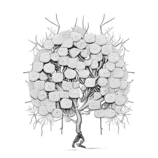 A tree with branches made of books and leaves formed by gladiator flowers tattoo design idea