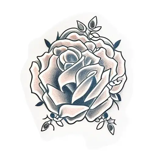 glock 19 in red flower's  tattoo design idea