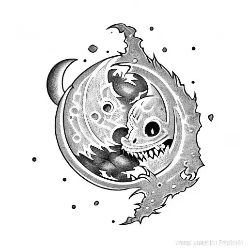 "Soul Eater Moon" and bats tattoo design idea