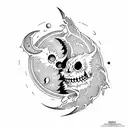 "Soul Eater Moon" and bats tattoo design idea