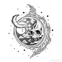 "Soul Eater Moon" and skull tattoo design idea