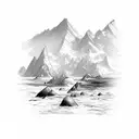 sea front of mountains tattoo design idea