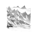 sea front of mountains tattoo design idea