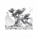 sea front of mountains tattoo design idea