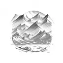 sea front of mountains tattoo design idea