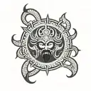 rudra text with trishul tattoo design idea
