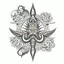 rudra text with trishul tattoo design idea