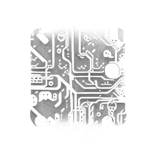 An open road winding through a mechanical circuit board landscape tattoo design idea