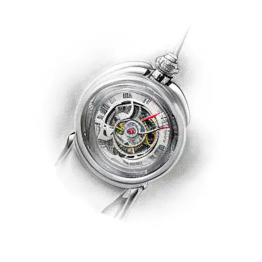 A sleek race car transformed into a mechanical watch tattoo design idea