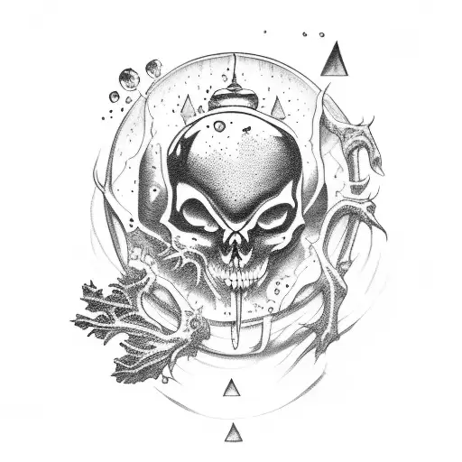  dark gothic nature aquarium tattoo design idea