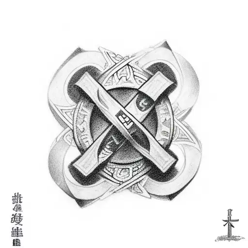 A symbolic representation of faith and strength, combining a cross and a Jiu Jitsu belt tattoo design idea