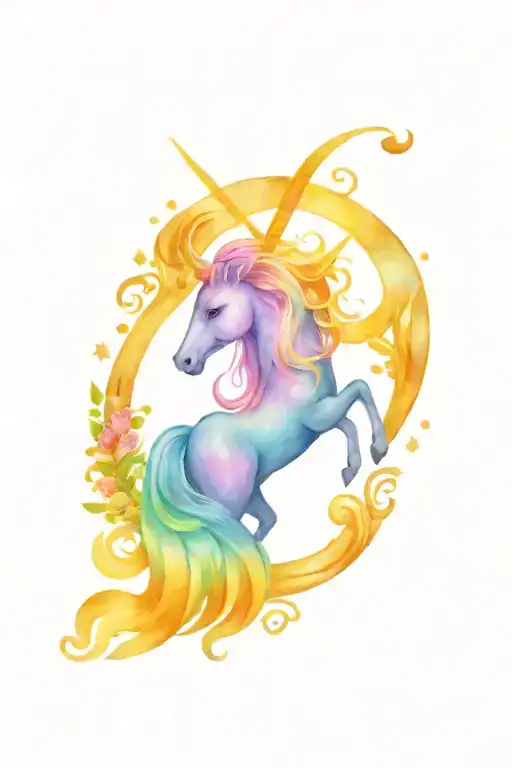 pastel rainbow fairy unicorn enchanted moon sparkly tattoo design idea