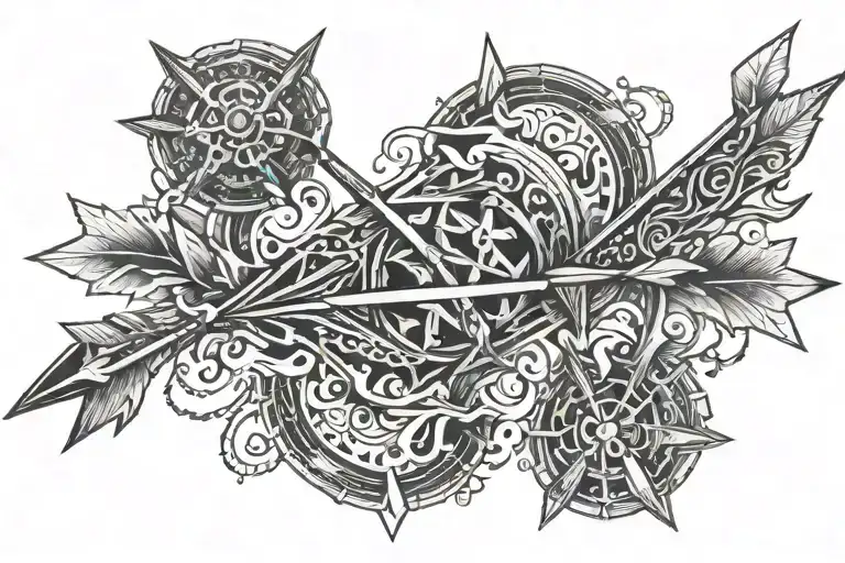 Second arrow of pain and suffering produces perseverance…" piece tattoo design idea