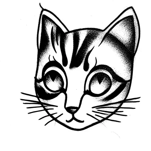 the entire figure of a kitten in a typical cat position. No fillers, just lines, and with feminine touches tattoo design idea