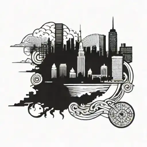 cleveland sky line tattoo design idea