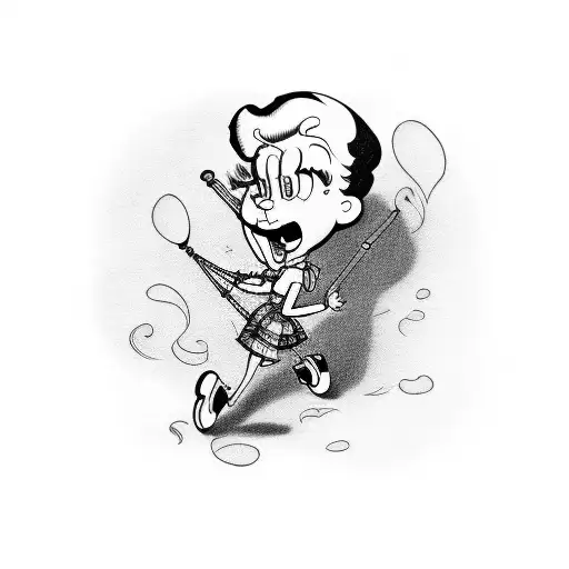 betty boop cartoon's "grampy" as bagpiper tattoo design idea
