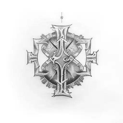 cross with roman numeral tattoo on inner bicep. Add random cool designs tattoo design idea
