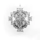 cross with roman numeral tattoo on inner bicep. Add random cool designs tattoo design idea