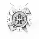 cross with roman numeral tattoo on inner bicep. Add random cool designs tattoo design idea