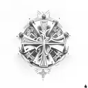 cross with roman numeral tattoo on inner bicep. Add random cool designs tattoo design idea