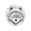 Grateful Dead dancing bear, Winnie the Pooh, and max from where the wild things are marching in a line tattoo design idea