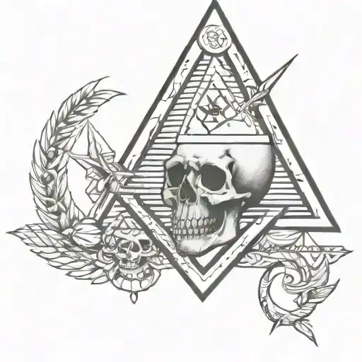 Masonic compass and square skull inside with G on forehead Widows Son underneath  tattoo design idea