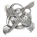 the infinity symbol with the word for on one curve and the word real on the opposite curve tattoo design idea