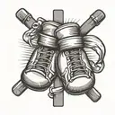 Cross with boxing gloves hanging tattoo design idea