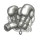 Cross with boxing gloves hanging tattoo design idea