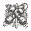 Cross with boxing gloves hanging tattoo design idea