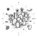 A constellation of cacti arranged like a road map on a night sky tattoo design idea