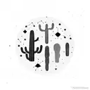 A constellation of cacti arranged like a road map on a night sky tattoo design idea