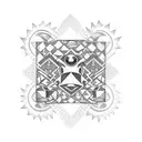 Tribal trampstamp saying "the patchwork family" tattoo design idea