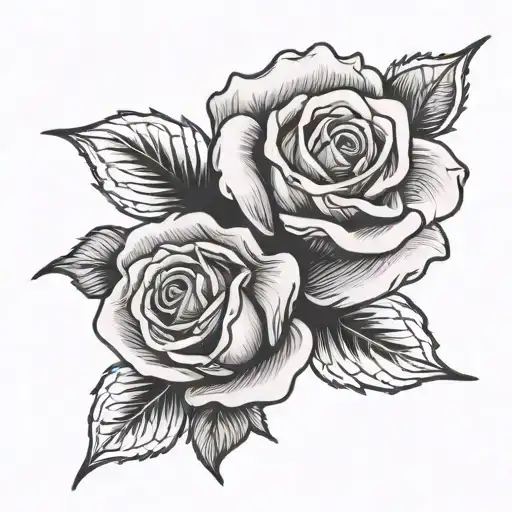 Rose with an old english B and E A" designed tattoo design idea