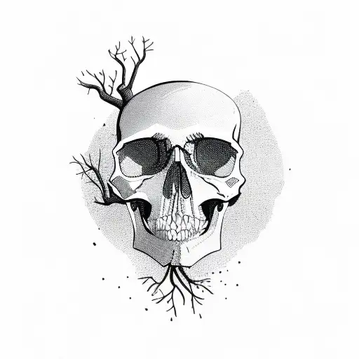 skull turning into tree tattoo design idea