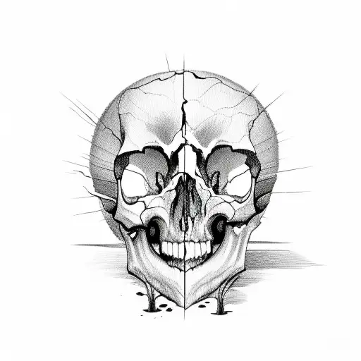 skull giving birth from mouth to a tree tattoo design idea