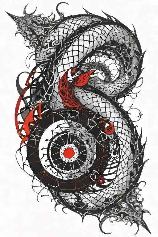ouroboros with fractal scales tattoo design idea