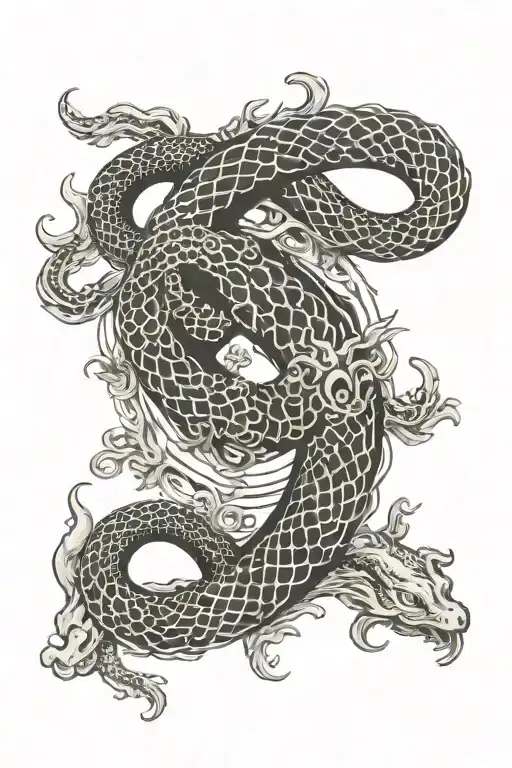 ouroboros with fractal scales tattoo design idea